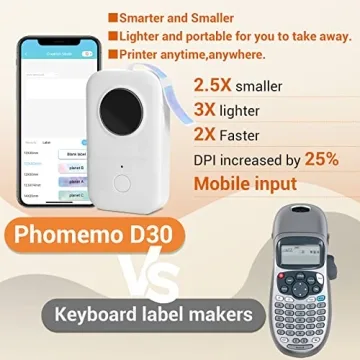 Portable Phomemo D30 Label Maker with Bluetooth & Tape