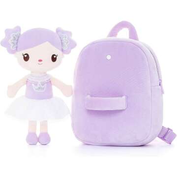 Toddler Backpack with Candy Purple Doll - 9"