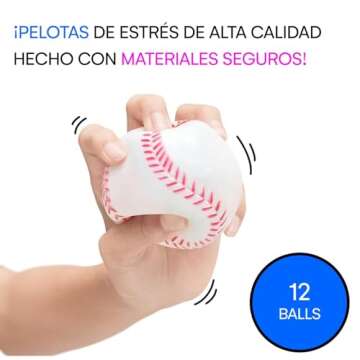 Neliblu Baseball Sports Themed 2.5in Foam Squeeze Balls for Stress and Anxiety Relief - Baseball Spo...