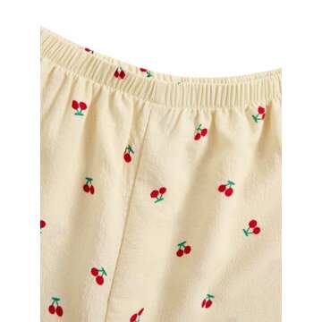 Verdusa Women's 2 Piece Pajama Sets Cute Printed Pj Sets Sleepwear Button Up Shirt with Pants Lounge Set Beige M