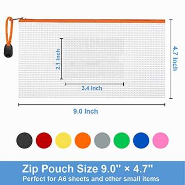 Sooez 24 Pack Mesh Zipper Pouch Bags with Label Pocket, Small Pencil Case Pouch for Organizing, Clear Plastic Pencil Pouches Bulk for School Supplies Storage, Money Envelopes for Cash, 9.1×4.7 Inches