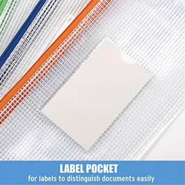 Sooez 24 Pack Mesh Zipper Pouch Bags with Label Pocket, Small Pencil Case Pouch for Organizing, Clear Plastic Pencil Pouches Bulk for School Supplies Storage, Money Envelopes for Cash, 9.1×4.7 Inches