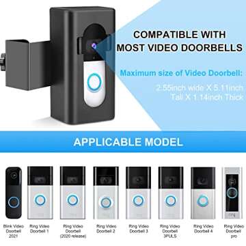 Anti-Theft Doorbell Mount Video Doorbell Door Mount for Apartment Door Compatible with Ring Video Doorbell 4/3/3 Plus/2/1/2020 2021 Pro Pro 2 No-Drill Mounting Bracket Holder for Blink (Black)