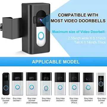 Anti-Theft Doorbell Mount Video Doorbell Door Mount for Apartment Door Compatible with Ring Video Doorbell 4/3/3 Plus/2/1/2020 2021 Pro Pro 2 No-Drill Mounting Bracket Holder for Blink (Black)