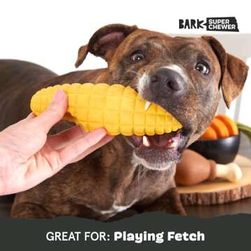 Barkbox Super Chewer Tough Dog Chew Toys for Aggressive Chewers, Treat Dispensing (Husky Corn - Large)