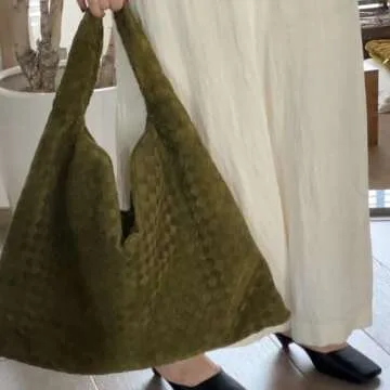 Slouchy Woven Suede Hobo Bags Women Trendy Suede Purse Crossbody Crescent Shoulder Satchel Work Bag ...