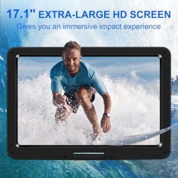 19.6" Portable DVD Player with 17.1" HD Swivel Screen, 4H Rechargeable Battery, Support USB/SD Card/...