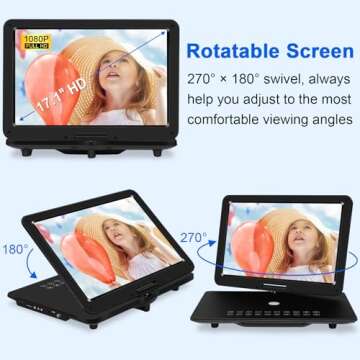 19.6 Portable DVD Player with 17.1 HD Swivel Screen