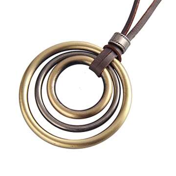 joymiao Brown Necklaces for Women Vintage Alloy Pendant Leather Rope Necklace Long Necklaces for Wom...