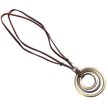 joymiao Brown Necklaces for Women Vintage Alloy Pendant Leather Rope Necklace Long Necklaces for Women Boho Leather Necklace