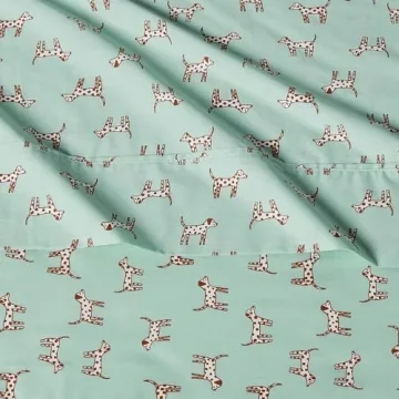 Amazon Basics Kids' Organic Cotton Sheet Set with Spotted Dogs