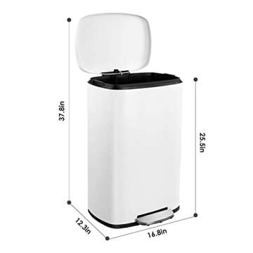 FINETONES Trash Can - Stylish Stainless Steel Pedal Bin with Silent Lid
