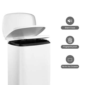 Stainless Steel FINETONES Trash Can with Silent Lid Pedal Bin