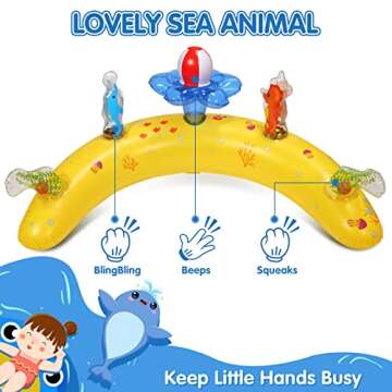 Baby Pool Float with Canopy UPF50+ Sun Protection, 6-24 Months Inflatable Infant Swimming Ring, Bath Floatie, Swimming Pool Accessories, and Toy Play Console with Adjustable Safety Seat