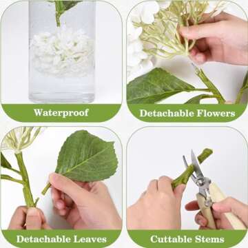 Artflower 4Pcs Real Touch Hydrangea Flowers for Home Decor