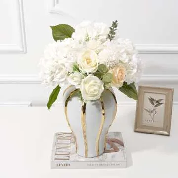 Artflower 4Pcs Real Touch Hydrangea Flowers for Home Decor