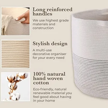 GooBloo Cotton Rope Woven Storage Basket for Home