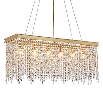 Q&S Gold Chandeliers Luxury Modern Crystal Chandelier Light Fixtures for Dining Room Kitchen Island ...
