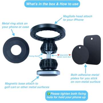 ARMOLABX Magnetic Golf Cart Phone Holder for MagSafe [Upgraded], Magnetic iPhone Holder Mount for Golf Cart Compatible with iPhone 16/15/14/13/12 Series