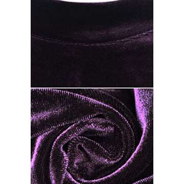 R.Vivimos Women's Winter Long Sleeve Velvet Ruffles Bodycon Mini Dress (Medium, Purple)