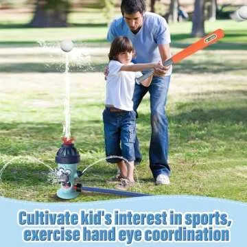 Cute Fire Sprinkler Water Toys for Kids with Baseball Game Set,Summer Outdoor Kids Play Equipment with 2 Balls, Kids Sprinklers for Yard,Water Spray Sprinkler for Kids Boys & Girls Age 3+ Years (A)