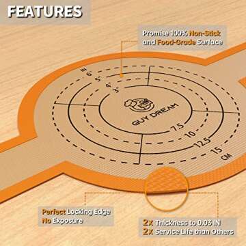 GUYDREMAT Silicone Baking Mat for Dutch Oven 2PCs - Non-stick Bread Sling - 8.3 Inch Reusable Bread Baking Mat – Silicone Cast in Iron Oven Liner with Long Handles for Artisan Bread