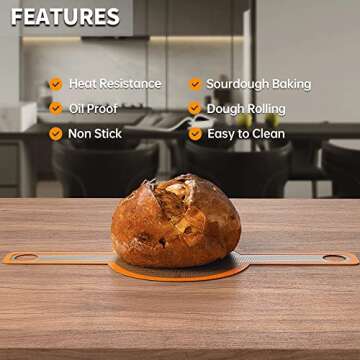 GUYDREMAT Silicone Baking Mat for Dutch Oven 2PCs - Non-stick Bread Sling - 8.3 Inch Reusable Bread Baking Mat – Silicone Cast in Iron Oven Liner with Long Handles for Artisan Bread