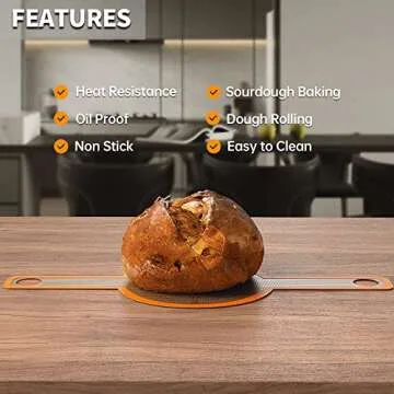 GUYDREMAT Silicone Baking Mat for Dutch Oven 2PCs - Non-stick Bread Sling - 8.3 Inch Reusable Bread Baking Mat – Silicone Cast in Iron Oven Liner with Long Handles for Artisan Bread