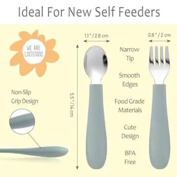 CoixFoam 8 Pieces Toddler Utensils, Toddler Safe Silverware Set With Food Grade Silicone Hanlde, 18/...