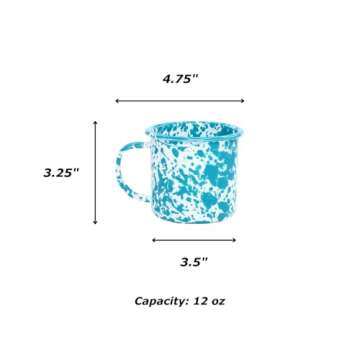 Stylish Crow Canyon Enamelware Mug, 12 oz - Black/White Splatter