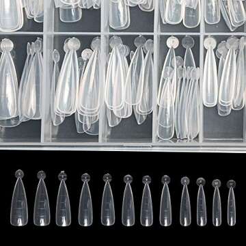 Nail Dual Forms Stiletto Shape 120PCS Clear Full Cover Dual System Nail Form Molds Extension Stiletto Nail for DIY Finger（Stiletto）