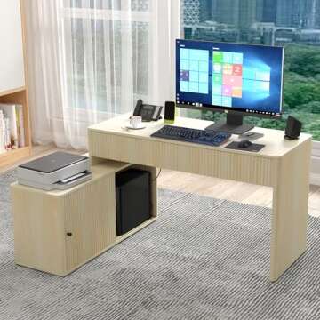 affeivul Modern Computer PC Desk Table with Storage, Corner L Shaped Desk with Drawers, Home Office ...