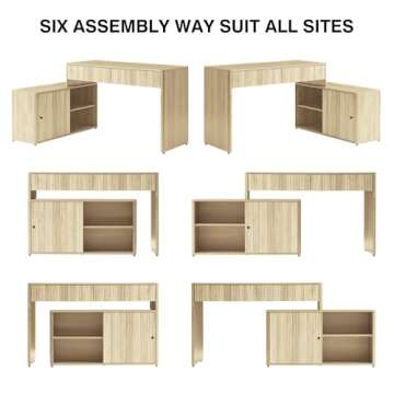 affeivul Modern Computer PC Desk Table with Storage, Corner L Shaped Desk with Drawers, Home Office Desk for Bedroom and Small Space, for Writing, Executive, Study, Work, Vanity - Natural