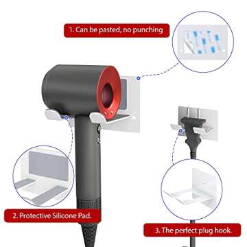 XIGOO Self Adhesive Hair Dryer Holder Wall Mounted
