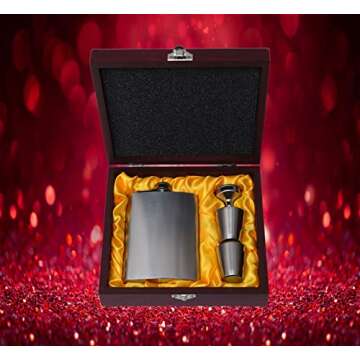 Collins & Co. Groomsmen Gifts Groomsman Proposal Wedding Party Box Set - Flask Set In Wooden Box, Coozie, 80s Retro Sunglasses, Cocktail Straw, Real Bow Tie & Hankerchief Tuxedo Gift Bag