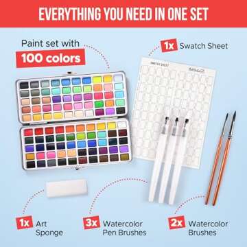 Watercolor Paint Set: 100 Colors for Artists on the Go