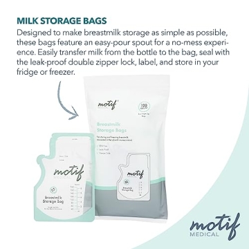 Motif Breast Milk Storage Bags - Easy Pour, BPA Free, 100 Count