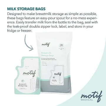 Motif Breast Milk Storage Bags - Easy Pour, BPA Free, 100 Count