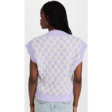 English Factory Women's Checker Knit Vest - Stylish and Cozy Layering Piece