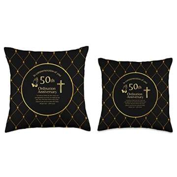 100xGifts 50th Ordination Anniversary Priest Pastor Minister Deacon Throw Pillow, 16x16, Multicolor