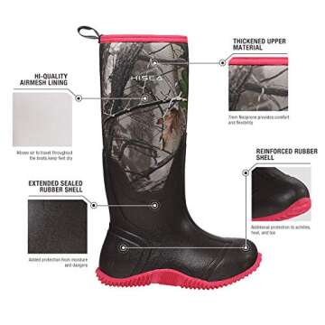 HISEA Women's Rain Boots, Knee High Rubber Boots Waterproof Insulated Neoprene Muck Boots, Durable A...