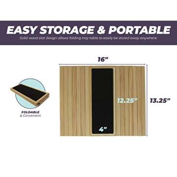 Etna Solid Wood Sofa Arm Table - Flexible Tray Tables with a Non-Slip Felt Surface and Slat Links - ...