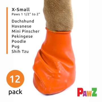 PawZ Rubber Dog Boots for Paws to 2" - All-Weather Dog Booties for Hot Pavement, Sand, Snow, Mud, an...