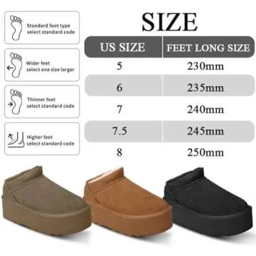 WICDIC Mini Boots For Women Short Ankle Genuine Suede Cozy Mule Platform Sneakers Snow Anti-Slip Boot For Outdoor