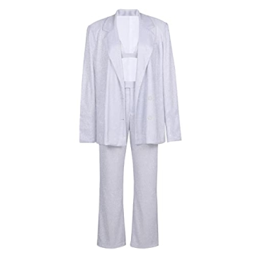 NUFIWI Women Glitter Outfit Sequin Shirt Sparkly Pants