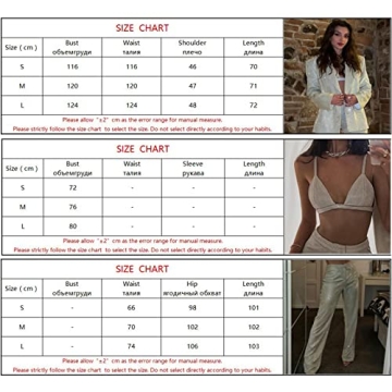 NUFIWI Women Glitter Outfit Sequin Shirt Sparkly Pants