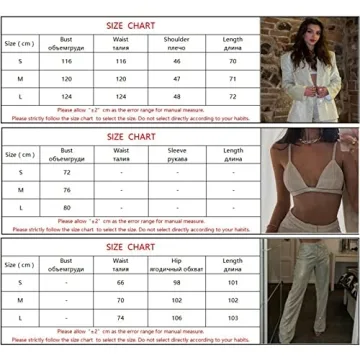 NUFIWI Women Glitter Outfit Sequin Shirt Sparkly Pants