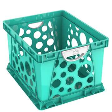 Storex Premium File Crate - Teal 3-Pack for Document Storage and Organization