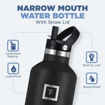 IRON °FLASK Camping & Hiking Hydration Canteens - 32 Oz, 3 Leakproof Lids