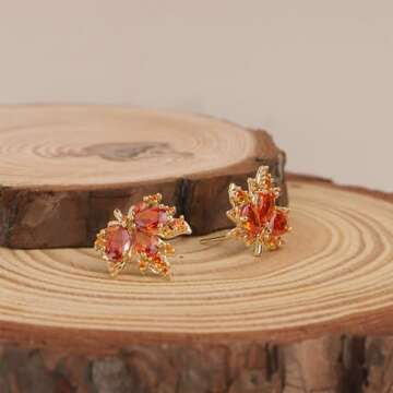 Stylish JeanBeau Fall Orange Leaf Gold Earrings for Women